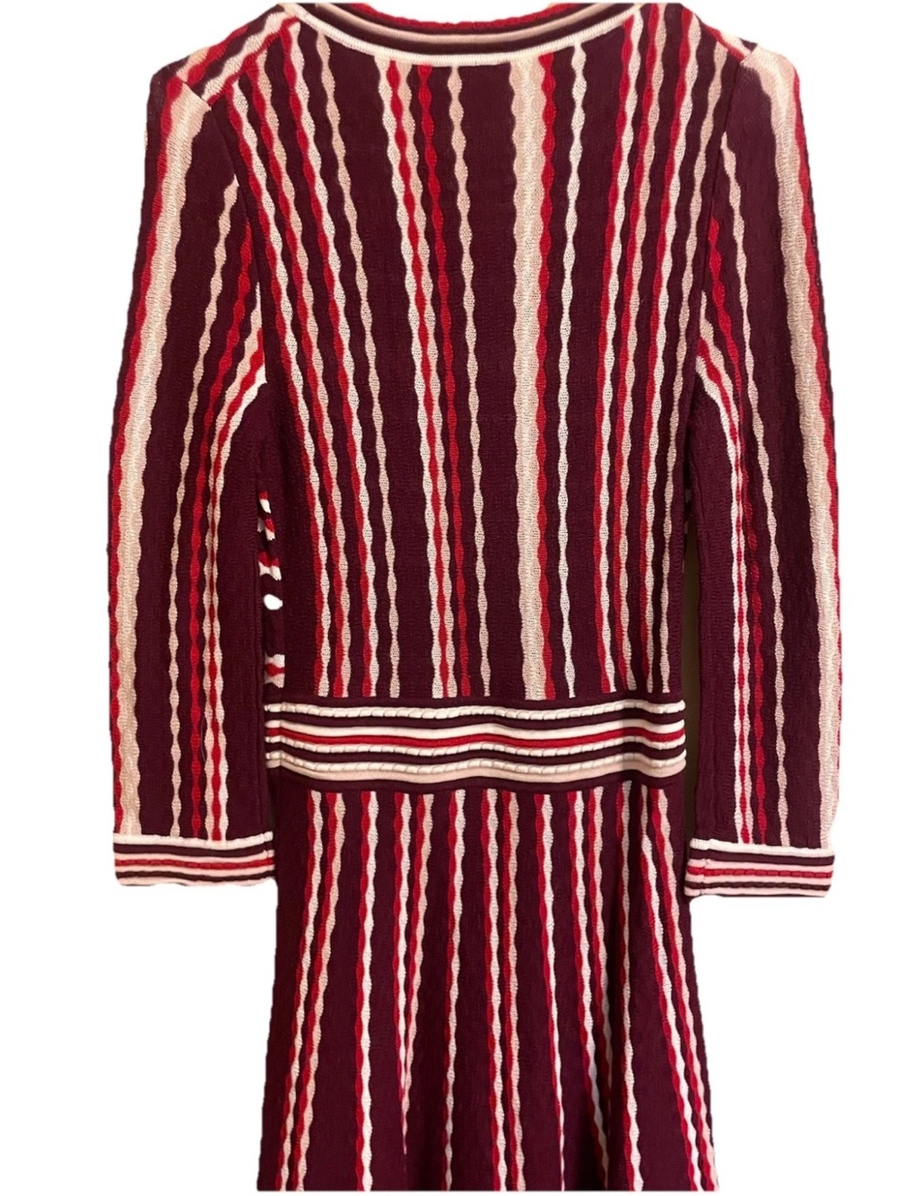 Kate Spade NY Striped Crimson-berry Sweater Dress Glendale Street Pleated - Picture 4 of 6